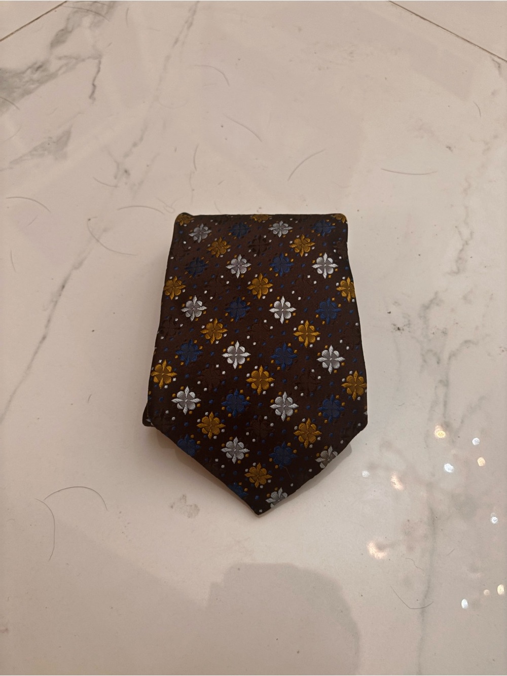 OXXFORD CLOTHES Tie (Brown/Blue/Gold, Silk)